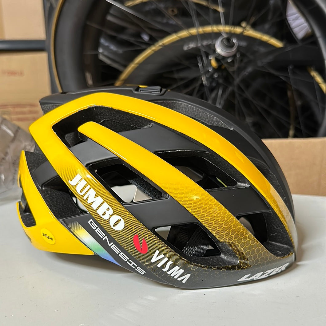 Team Jumbo Visma Lazer Genesis MIPS Yellow Black Gold 2023