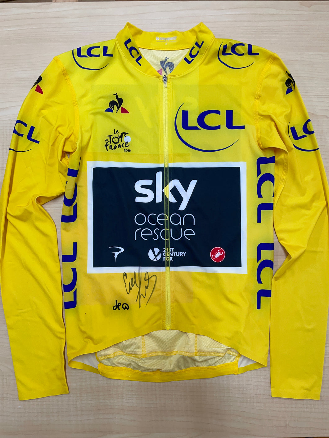 SIGNED | Team Sky | Tour de France 2018 | Yellow Jersey LS | Geraint Thomas | M